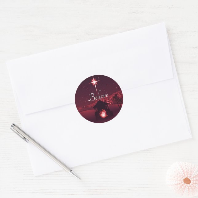 Adesivo Redondo Natividade Acredite (Envelope)