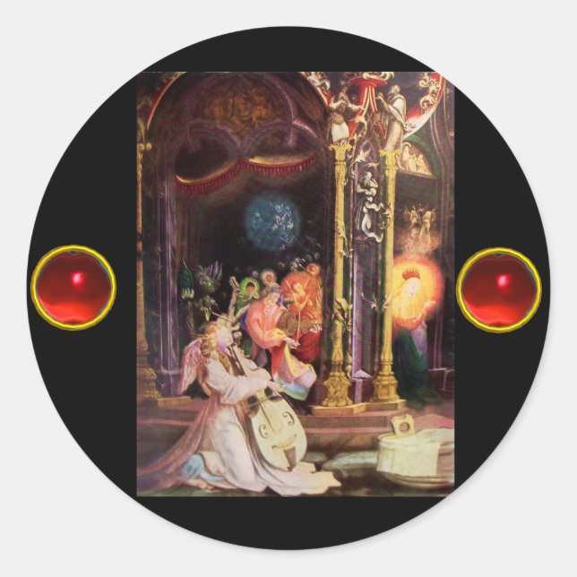 ADESIVO REDONDO NATIVIDADE COM ANJOS - MÁGICA DO NATAL (Frente)