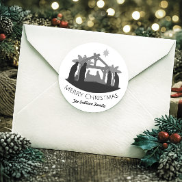 Adesivo Redondo Natividade de Natal Simples Personalizada