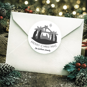 Adesivo Redondo Natividade de Natal Simples Personalizada