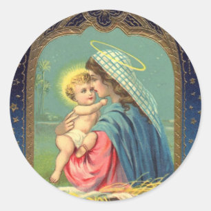Adesivo Redondo Natividade Mary que guardara o bebê Jesus