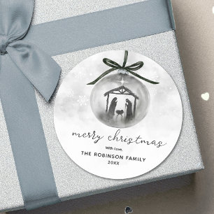 Adesivo Redondo Nativista de Aquarela Ornamento de Cinzas Feliz Na