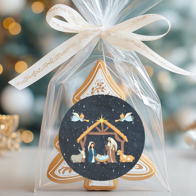 Adesivo Redondo Nativity Christmas (Nativity Christmas Sticker)