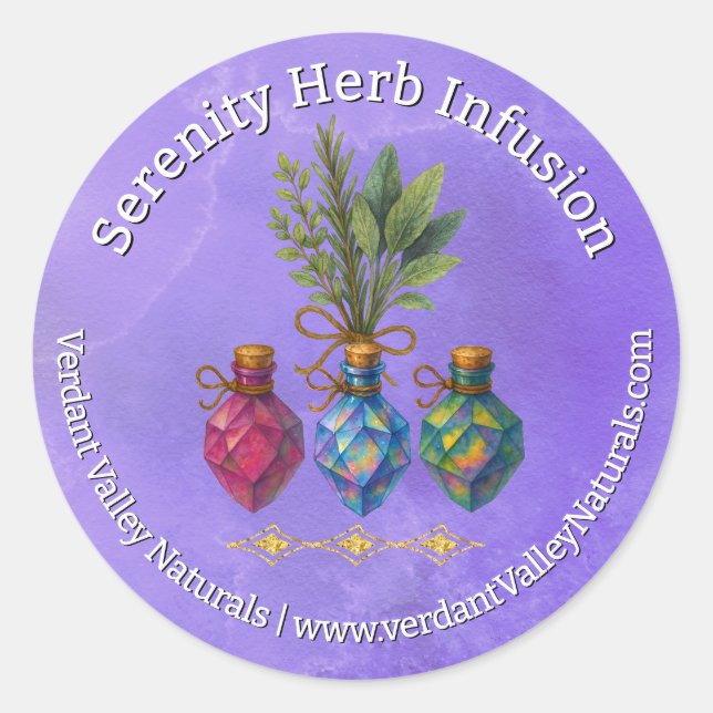 Adesivo Redondo Natural Botanical Herbal Handmade Product  (Frente)