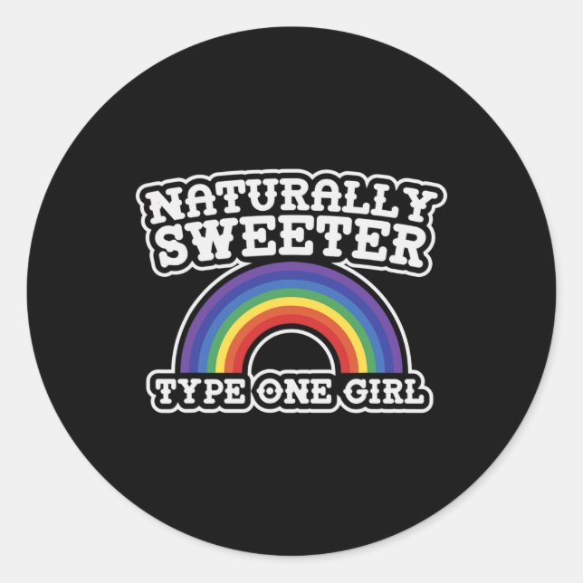 Adesivo Redondo Naturalmente Mais Bonita Garota Diabetes Awarenes (Frente)