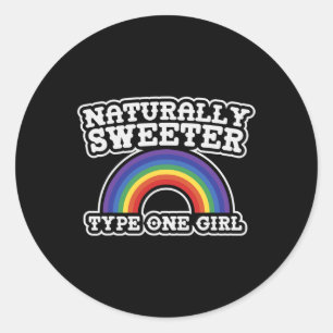 Adesivo Redondo Naturalmente Mais Bonita Garota Diabetes Awarenes