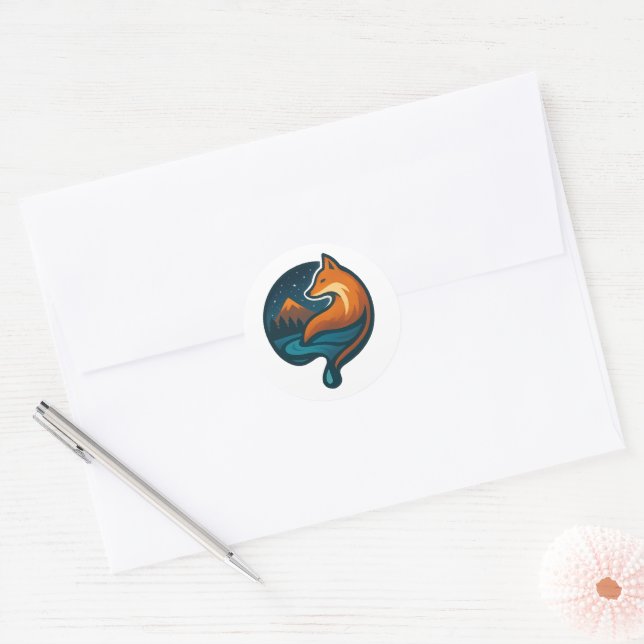 Adesivo Redondo Nature Fox Sticker (Envelope)
