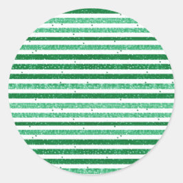 Adesivo Redondo Nature Green White Horizontal Glitter Stripes