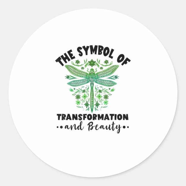 Adesivo Redondo Nature Insect Dragonflies Transformation Beauty Dr (Frente)