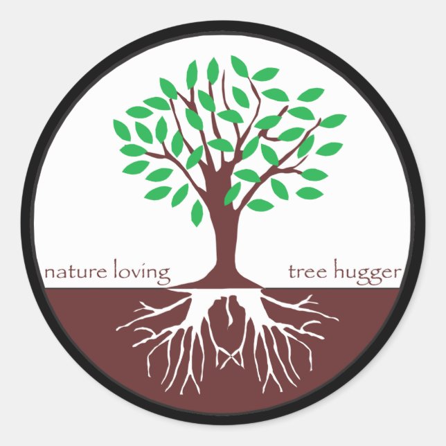 Adesivo Redondo Nature Loving Tree Hugger (Frente)