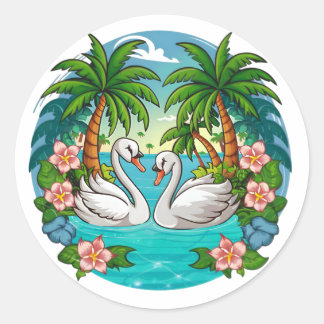 Adesivo Redondo NatureLovers , Cisnes