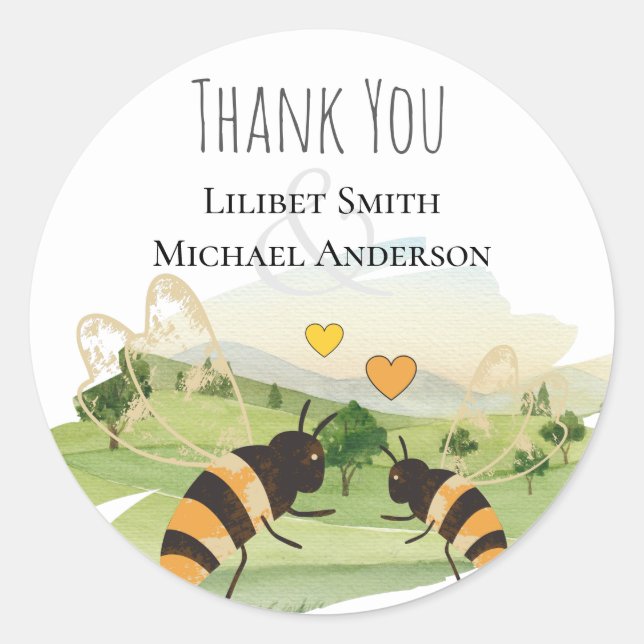 Adesivo Redondo Natureza Aproxima Casamento de Abelhas do Campo (Frente)