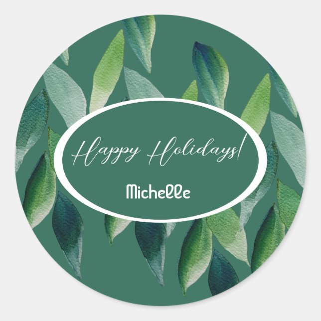 Adesivo Redondo Natureza Boêmia Verde Moderna (Frente)