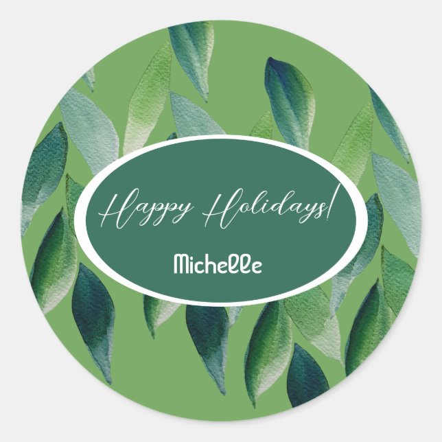 Adesivo Redondo Natureza Boêmia Verde Moderna (Frente)