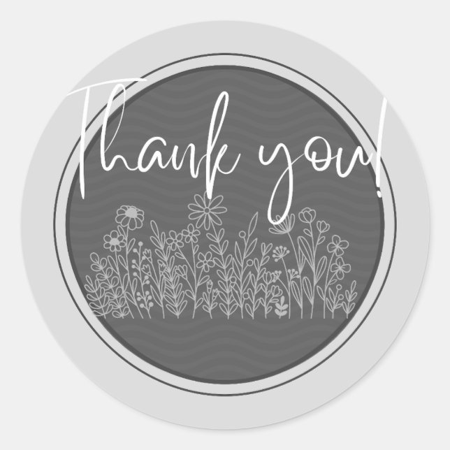 Adesivo Redondo Natureza, Botânica, Moderna Obrigado Stickers NS19 (Frente)