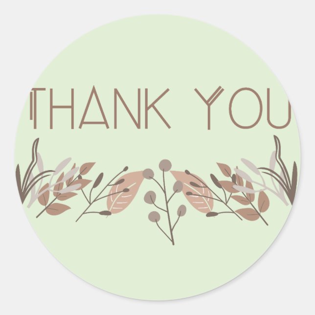 Adesivo Redondo Natureza, Botânica, Moderna Obrigado Stickers NS20 (Frente)