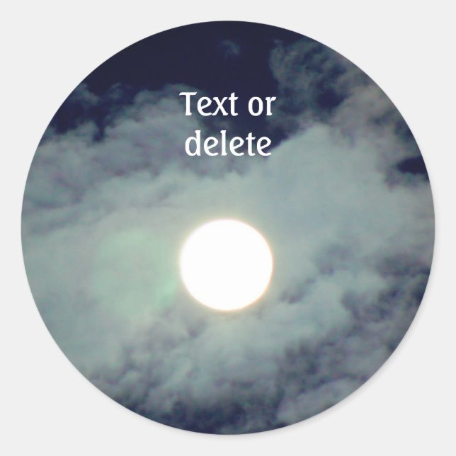 Adesivo Redondo Natureza das nuvens de lua completas personalizada (Frente)