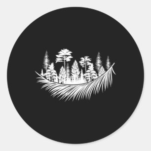 Adesivo Redondo Natureza Floresta Plantas Árvores Acampamento Tril