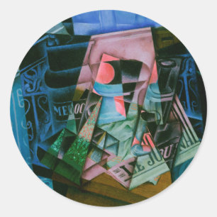 Adesivo Redondo Natureza Morta diante de uma Janela Aberta de Juan