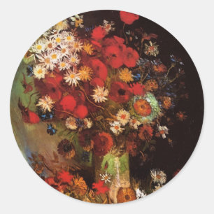 Adesivo Redondo Natureza-morta Flores em um Vaso por Vincent van G