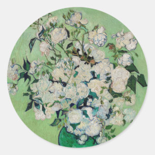 Adesivo Redondo Natureza Morta Rosas em um Vaso por Vincent van Go