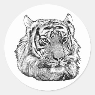 Adesivo Redondo Natureza original de um animal da raça Tigre 