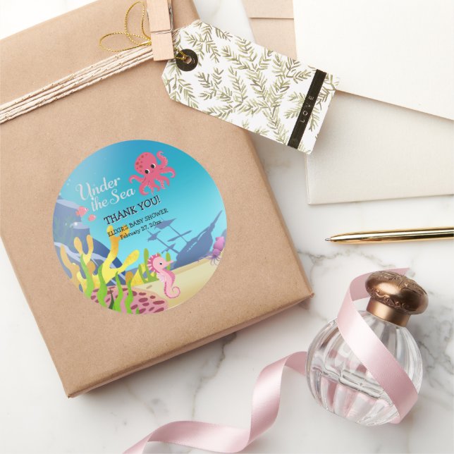 Adesivo Redondo Naufrágio sob o Chá de fraldas do mar (Presentear)