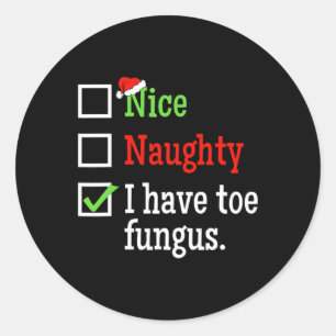 Adesivo Redondo Naughly Nice List Feia Natal Engraçado Fungo Toe F
