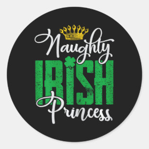 Adesivo Redondo Naughn Irish Princess Dia de São Patrício Ireland