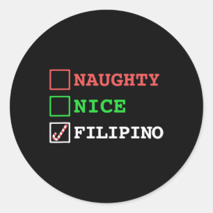 Adesivo Redondo Naughn Nice Filipino Funny Christmas Filipinas