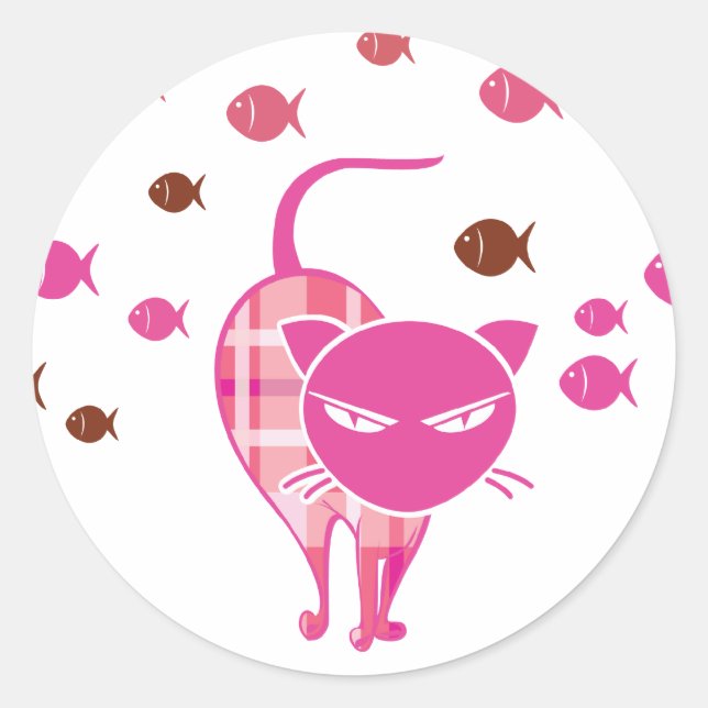 Adesivo Redondo Naughty Cat (Frente)