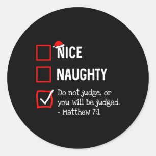 Adesivo Redondo Naughty Nice List Engraçado Cristo religioso relig