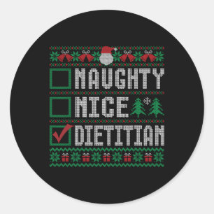 Adesivo Redondo Naughty Nice Lista de Natal Dietitiana Férias Seas