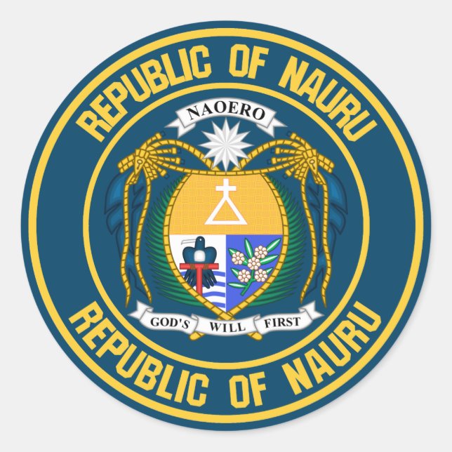 Adesivo Redondo Nauru Round Emblem (Frente)