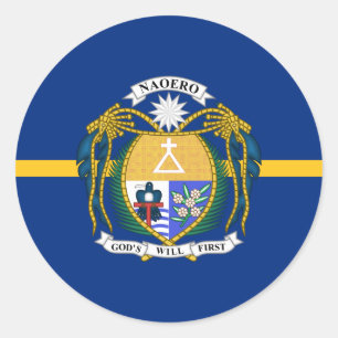 Adesivo Redondo Nauruan Flag & Casaco de Braços, Flag of Nauru