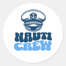 Adesivo Redondo Nauti Nautical bachelorette party crew