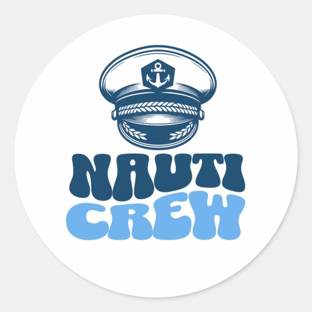 Adesivo Redondo Nauti Nautical bachelorette party crew (Frente)