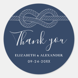 Adesivo Redondo Náutica Nó Obrigado Marinho Azul De Casamento