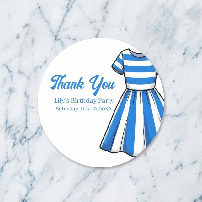 Adesivo Redondo Nautical Cabana Sailor Birthday (Say thanks with stylish stripes.)
