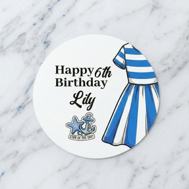 Adesivo Redondo Nautical Cabana Sailor Birthday (Beautiful cabana stripes party décor.)