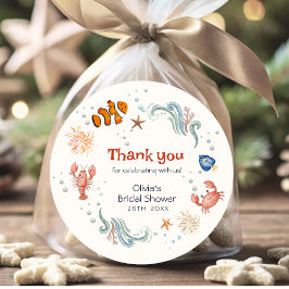 Adesivo Redondo Nautical Seafood She Is a Catch Bridal Shower 