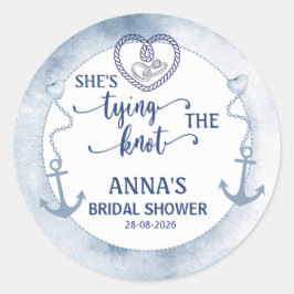 Adesivo Redondo Nautical Shes Tying the Knot Bridal Shower Elegant