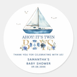 Adesivo Redondo Náutico Blue Boat Ahoy É o favorito dos gêmeos