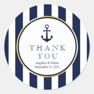 Adesivo Redondo Náutico, obrigado das listras do marinho você
