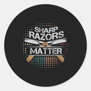 Adesivo Redondo Navalhas Nitidas Barbeiros Compram Presente de Son