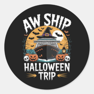 Adesivo Redondo Navegação de Halloween Viagem Cruzeiros Entusiasta