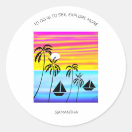 Adesivo Redondo Navegação por Sunset Inspiradora e Tropical