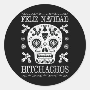 Adesivo Redondo Navidad Bitchachos Engraçado Casca Natal Presente