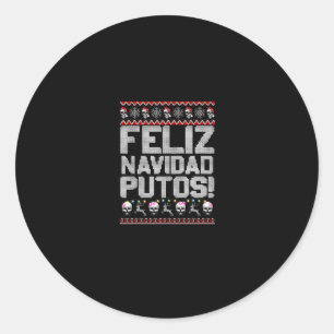 Adesivo Redondo Navidad Putos Engraçado Festa de Natal Feia Mexica