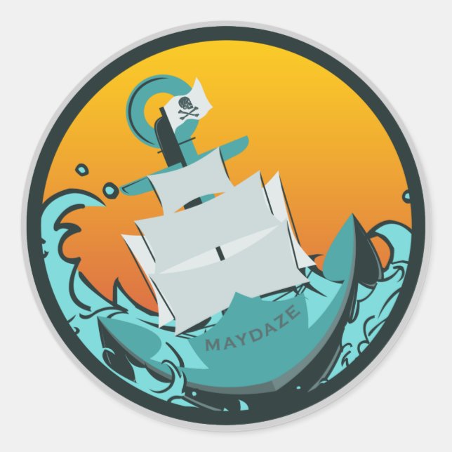 Adesivo Redondo navio afundador de maydazime (Frente)